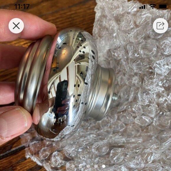 Ethan Allen 2 sets of finials brushed nickel and mercury glass w/ black speckles - Picture 1 of 12